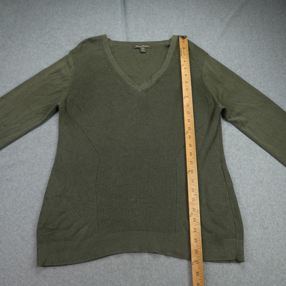 Tommy Bahama Sweater Womens Medium Green Ribbed Pullover‎ V Neck Casual - Picture 8 of 15